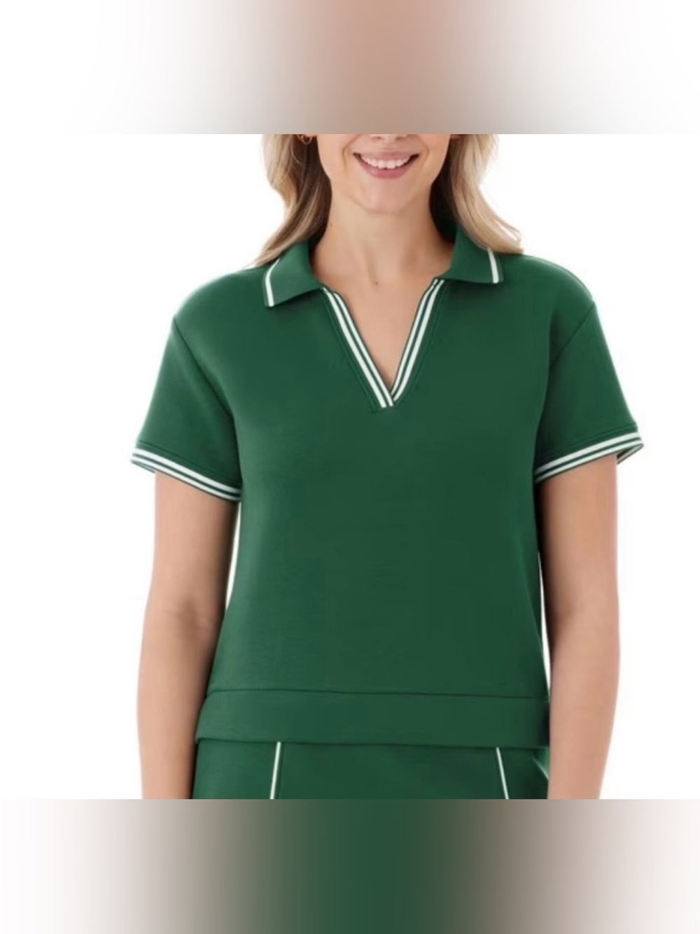 Members Mark|Pique polo short sleeve soft top in green with white contrast•••NWT